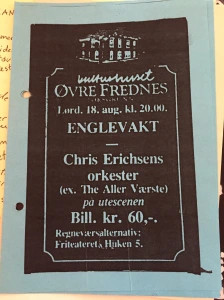 Flyer fra den første konserten som ble arrangert under navnet Rockeklubben i Porsgrunn
